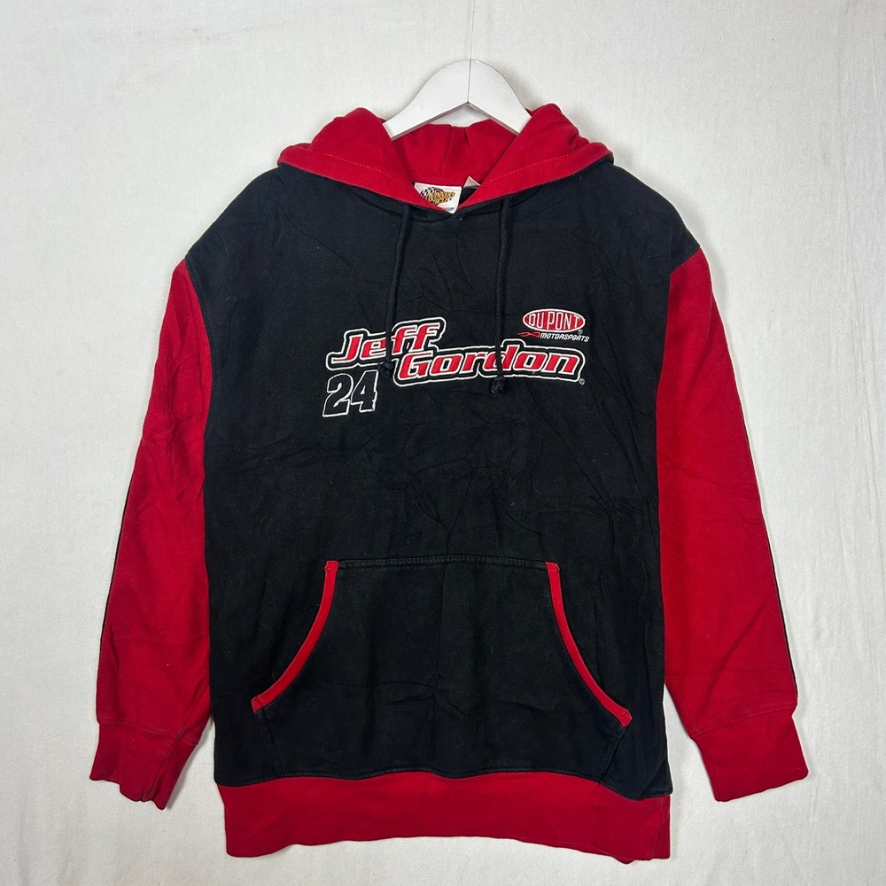 Winners Circle Jeff Gordon 24 NASCAR Hoodie Black Red DuPont Motorsports Medium